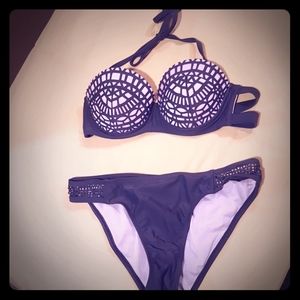 🛍Xhilaration Bikini Top & Bottom Gray Pink